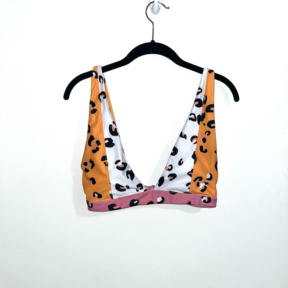 SHEIN Orange & Pink Cheetah Print Matching Bikini Size: M
